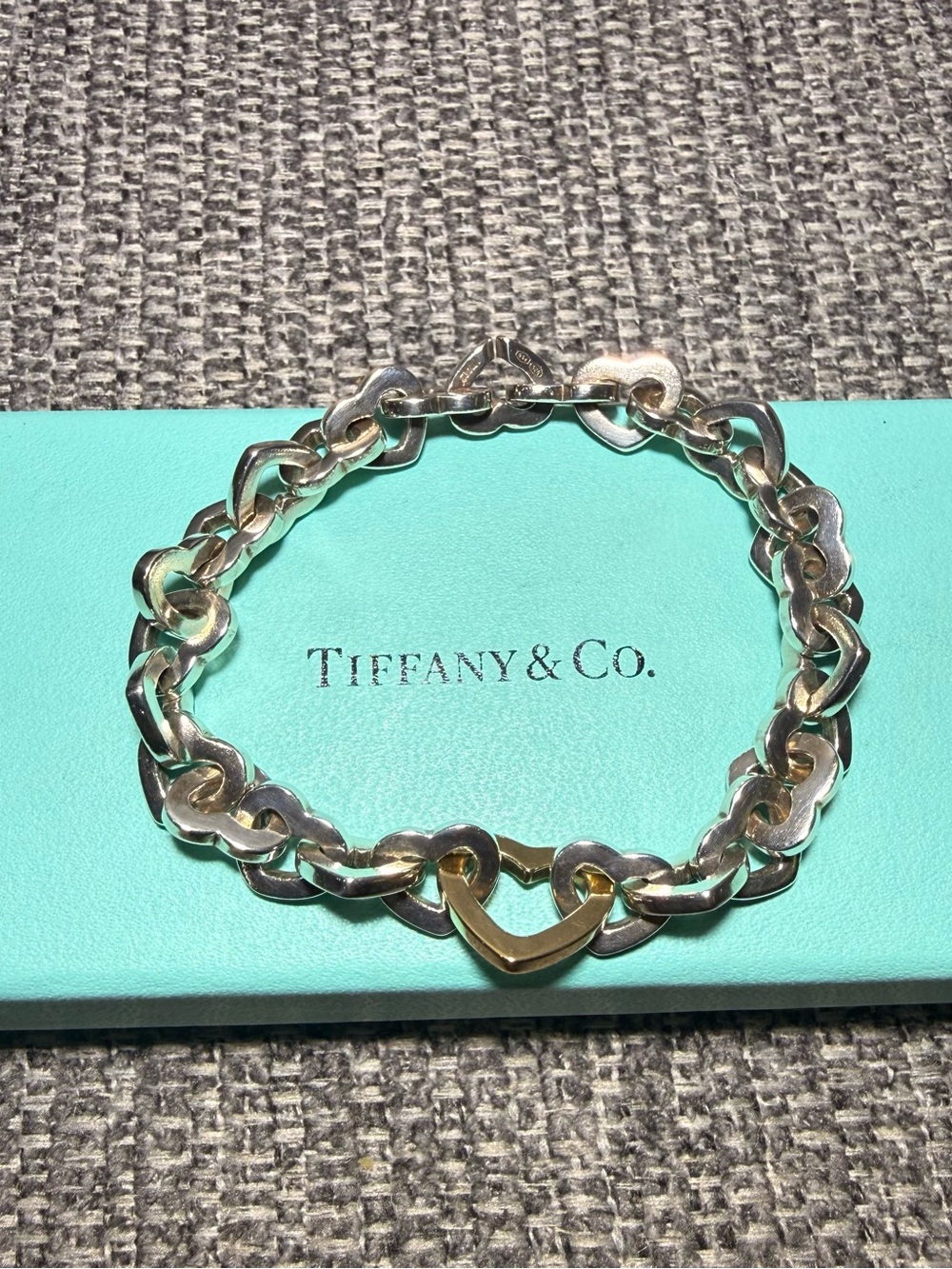 Tiffany & Co. Heart Link Bracelet 18K Gold 750 ＆ Sterling Silver 925- Authentic